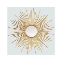 Miroir soleil à rayons en métal doré 80cm