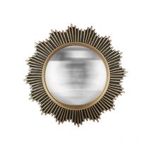 Miroir soleil convexe noir et doré 30cm