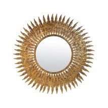 Miroir soleil feuilles doré 63cm