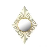 Miroir soleil losange métal doré 82,5x65,5cm