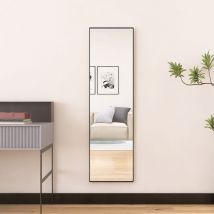 Miroir sur pied 140 x 40 cm, grand miroir de sol, Miroir pleine longueur, chambre murale, dressing et miroir mural à cadre fin, rectangulaire - Noir