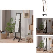 Vidaxl - Miroir sur pied blanc avec led noir 34x37x146 cm - Miroir Sur Pied - Miroir Avec Led - Miroir Deco - Miroir Salle De Bain - Miroir Habillage