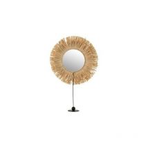 Jolipa - Miroir rond sur socle en Raphia naturel 41x9x51 cm