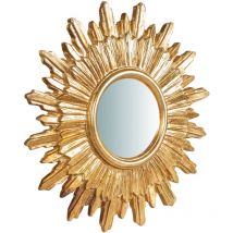 Biscottini - Miroir suspendu 52X52 Miroir d'entrée et de salon Miroir rond Miroir mural décoratif Miroir en bois finition dorée Made in Italy