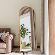 Pergar - Miroir vertical pleine longueur, miroir cosmétique, verre trempé, cadre en alliage d'aluminium,style simple et rond,or,165x60cm