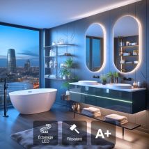 Xpertials - Miroir de Salle de Bains Lumineux Éclairage Intégré Led Rétro éclairé L45H90 cm Capsula