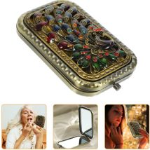 Miroirs de maquillage grossissants pratiques pliables de poche mini double face maquillage petit pour sac à main paon mère voyage mademoiselle