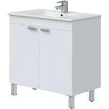 Miroytengo - Atenea Mobile Bagno Con Gambe Armadio 2 Ante Pieghevoli Bianco Lucido 80 cm (Senza Lavabo)