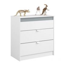Miroytengo - confortable jeunesse germe 3 tiroirs 78 cm mate et mélamine blanche grise, armoire de chambre à coucher pour les jeunes