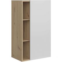 Miroytengo - Donna Buffet Salon Salle à Manger 1 Porte 4 Etagères Style Nordique en Blanc Mat et Couleur Chêne 80 cm
