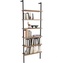 Miroytengo - Estantería Librería Rus de Pared Roble Safir y Negro 60x183x20 cm