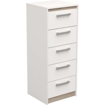 Miroytengo - Sinfonier Watson 5 Tiroirs Mélamine 107 cm Blanc et Chêne Kronberg - Parfait pour le Rangement de la Maison