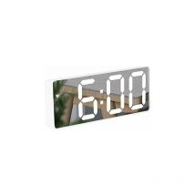 Mirror Alarm Clock, Digital Alarm Clock with Date/Temperature/Snooze/2 Alarm/USB Charging Port led Display, for Travel Bedroom Office Kitchen - White