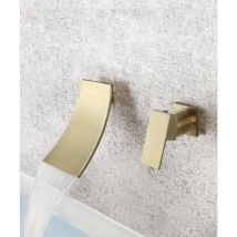 Kroos - Miscelatore a parete per lavabo con incasso a cascata Oro spazzolato - Santa Maria