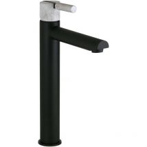 Miscelatore canna alta in colore nero opaco maniglia in marmo nero Fp Pattaroni unic° U-MFH-BLKMRB01 Nero opaco