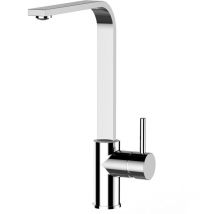 Vizio - Rubinetto miscelatore lavello fontana cucina classico con canna alta piatta girevole a l