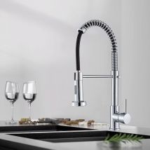 Rubinetto da cucina con molla a spirale, Miscelatore da cucina doccetta estraibile, Acqua fredda e calda girevole a 360° (cromo)