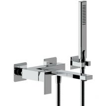 Miscelatore per vasca modello quadro con set doccia Ercos Italia R BTITRCVA02 Cromo - Con set doccia