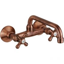 Miscelatore lavello cucina a muro colore rame con bocca a u Gattoni 7559/RER0 Rame