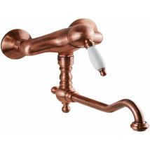 Gattoni Rubinetteria - Miscelatore lavello cucina a parete con bocca orientabile colore rame Gattoni Orta Old 2762/27R0.OLD Rame