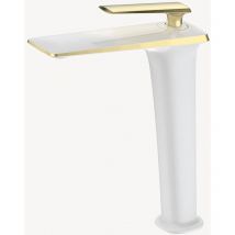 Miscelatore monocomando alto per lavabo Bianco e oro - Brittia