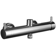 Miscelatore monocomando per colonna doccia Tor/Ver, forma rotonda, realizzato in ottone con finitura cromata lucida, con deviatore integrato e