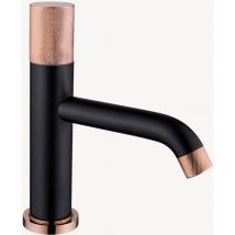 Kroos - Miscelatore monocomando per lavabo nero e oro rosa - Leros