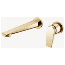 Kroos - Miscelatore monocomando a parete per lavabo Oro spazzolato - Ptolémée