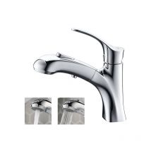 Rubinetto per Lavabo da Bagno Rubinetto per Lavabo con Doccetta Estraibile Miscelatore Lavabo Cromato a Doppia 2 Funzione