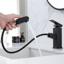 Ubeegol - Rubinetto per Lavabo da Bagno Rubinetto per Lavabo con Doccetta Estraibile Miscelatore Lavabo Nero Black