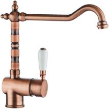 Plados - Miscelatore monocomando mixold 'Old Fashion' con canna girevole e leva laterale - Rame Anticato