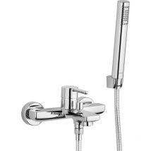 Gruppo vasca esterno con doccia duplex Jacuzzi rubinetteria Sunset ottone cromato 0SU00002JA01