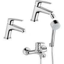 Miscelatori in set Lucente Jacuzzi rubinetteria lavabo e bidet per piletta click clack con gruppo vasca