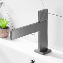Petites Ecrevisses - Mischbatterie Waschbecken Wasserhahn Bad Modern Schlankes Design Einhebelmischer Waschtischarmatur mit 3/8 Zoll Schläuche Grau