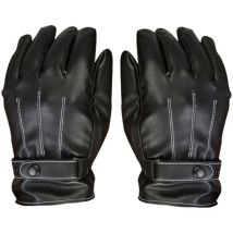 Mitaines d'hiver en cuir pu pour homme - Gants épais et chauds en polaire coupe-vent - Mitaines thermiques résistantes au froid - Pour la conduite,