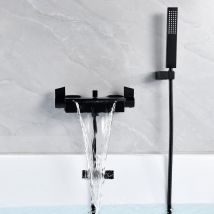 Dksfjkl - Mitigeur Baignoire Cascade Mural Robinet De Baignoire Pommeau De Douche Cascade Mural Robinet De Baignoire Chaud Et Froid (Noir)