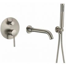 Mitigeur baignoire à encastrer avec douchette carlow acier brossé