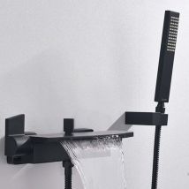 Mitigeur Baignoire Noir Cascade Mural Robinet Baignoire Fixé Au Mur Pour Salle De Bains Robinet De Bain Avec Douche à Main Mitigeur De Bain (b)
