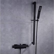 Grifo mezclador de bañera con cascada negra, grifo de bañera montado en la pared para baño, grifo de baño con ducha de mano, grifo mezclador de