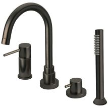 Paini France Robinetterie - Mitigeur bain douche 4 trous sur table Cox Noir mat