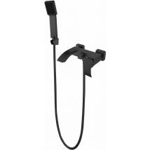 Allibert - Mitigeur bain douche cabernet en acier inoxydable - pommeau + flexible 1,5m + support - noir -19 x 10,5 x 17cm