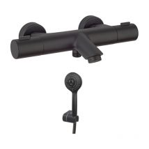Paini France - Mitigeur bain douche thermostatique paini Ruby + Minikit douchette 3 jets rond Ruby Noir mat