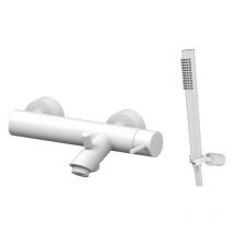Paffoni - Mélangeur bain externe avec douchette blanc mat Light series LIG023BO Laiton - Blanc opaque