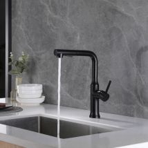 Sumerain - Mitigeur cuisine douchette noir mat en acier inoxydable, Mitiguer Évier Pivotant à 360°avec deux modes de jet