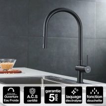 Imex Products - Robinet Mitigeur de Cuisine anti-calcaire avec Douche anti-calcairette Noir Mat imex berna GCE026/NG