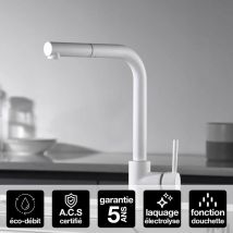 Imex Products - Robinet Mitigeur de Cuisine anti-calcaire avec Douche anti-calcairette Blanc Mat imex malta GCE006/BL