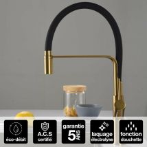 Imex Products - Robinet Mitigeur De Cuisine Anti-calcaire Avec Douche Anti-calcairette Or Brossé Imex Sena Gce022/oc