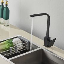 Suguword - Mitigeur Cuisine Pivotant à 360°,Robinet Cuisine Robinet Mitigeur Evier Acier Inox 304 à Eau Chaude et Froide pour Cuisine,Noir