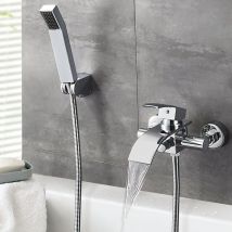 Auralum - Mitigeur de Baignoire Cascade avec Douche à Main et Flexible de douche 1,5m Robinet de Douche Robinetterie mural Robinet de bain en Laiton
