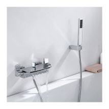 Homelody - Mitigeur de Baignoire Cascade Robinet de Douche Mural avec Douchette à Mains Set de douche en Laiton Chromé